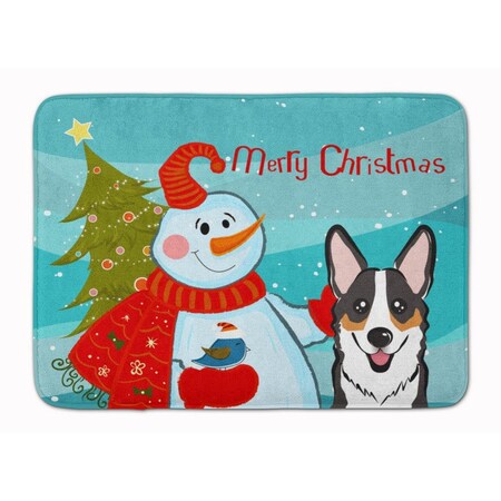 Carolines Treasures Snowman with Tricolor Corgi Machine Washable Memory Foam Mat BB1875RUG